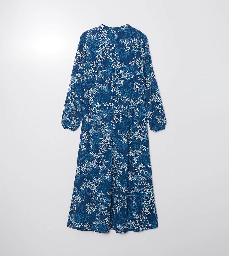 Floral Print Long Sleeves Midi Dress
