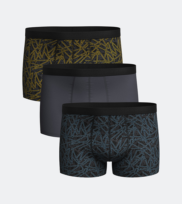 3-Pack Printed Elastic Waist Trunks