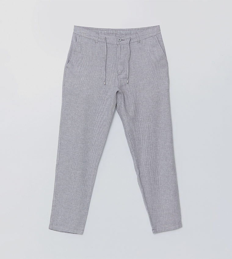 Solid Slim Fit Linen Trousers