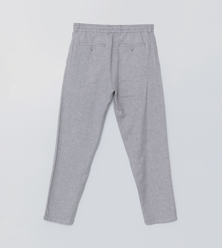 Solid Slim Fit Linen Trousers