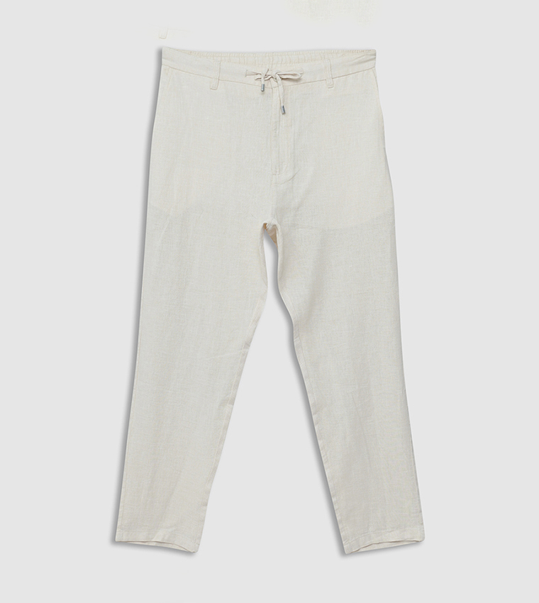 Slim Fit Linen Blend Trousers