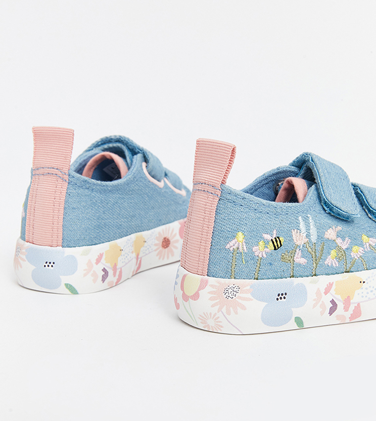 Embroidered Velcro Closure Sneakers