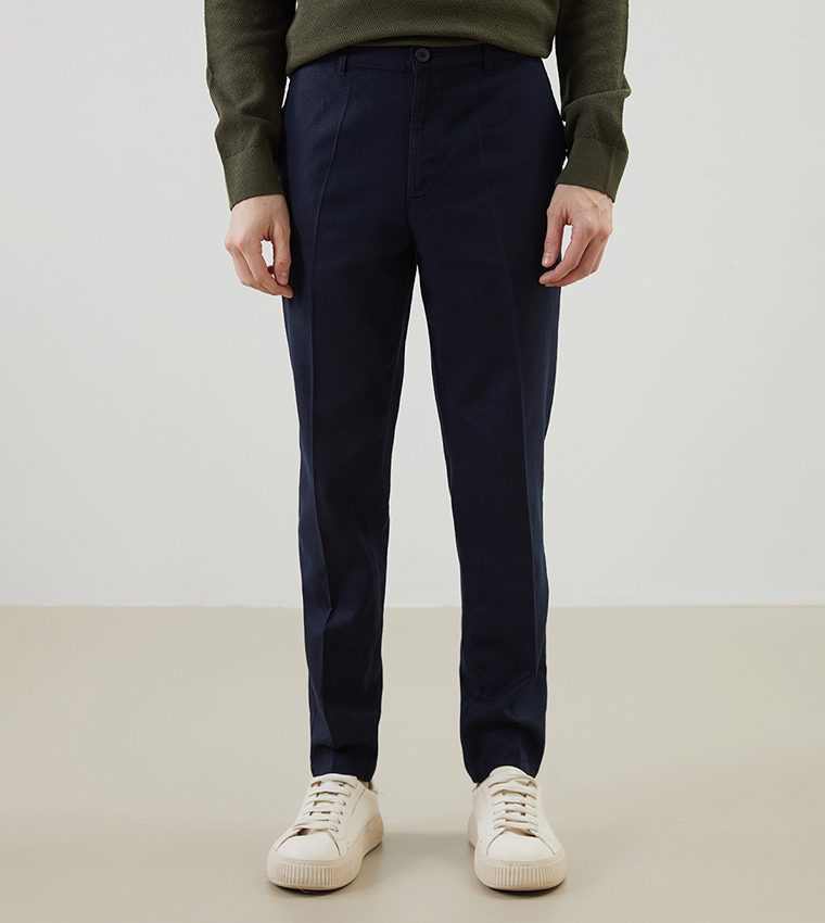 Linen Blended Standard Fit Trousers