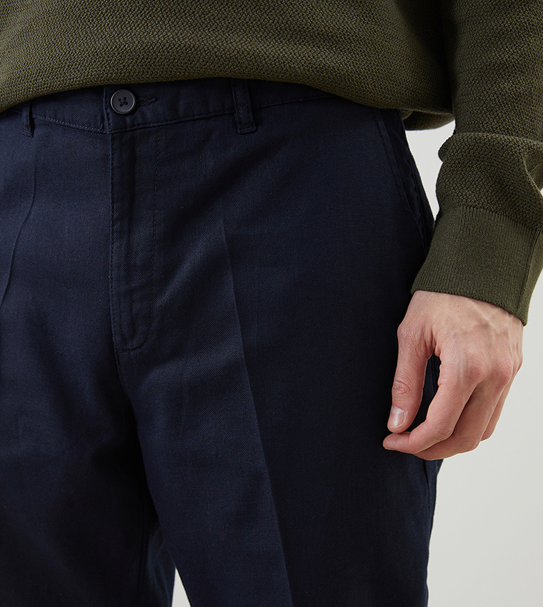Linen Blended Standard Fit Trousers