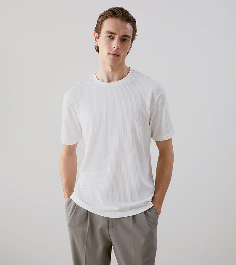 Ribbed Crew Neck T-Shirt