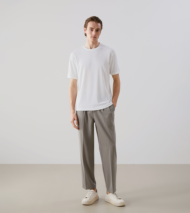 Ribbed Crew Neck T-Shirt