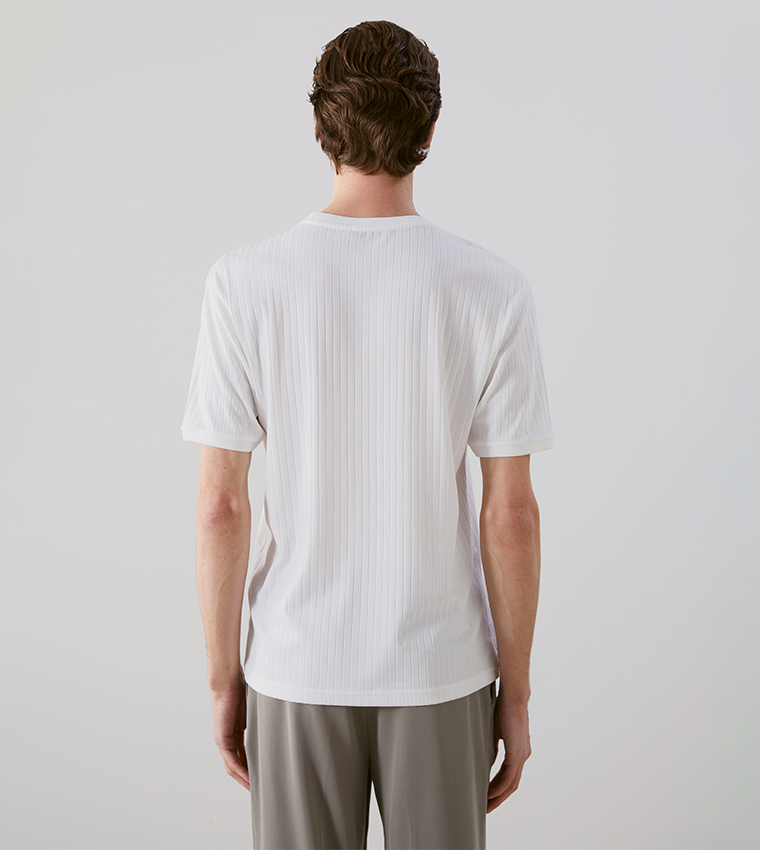Ribbed Crew Neck T-Shirt