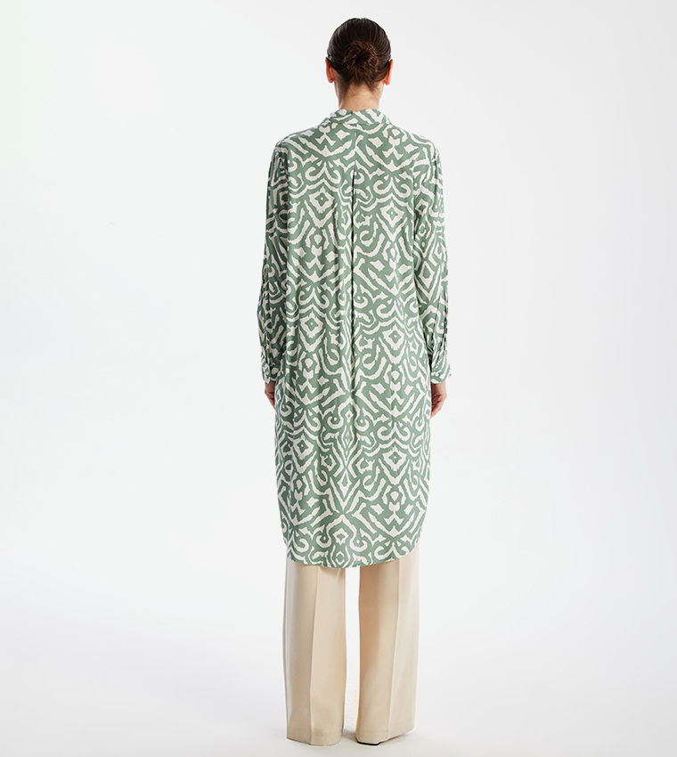 Patterned Long Sleeves Tunic Shirt