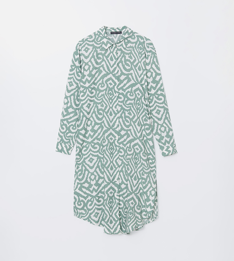 Patterned Long Sleeves Tunic Shirt
