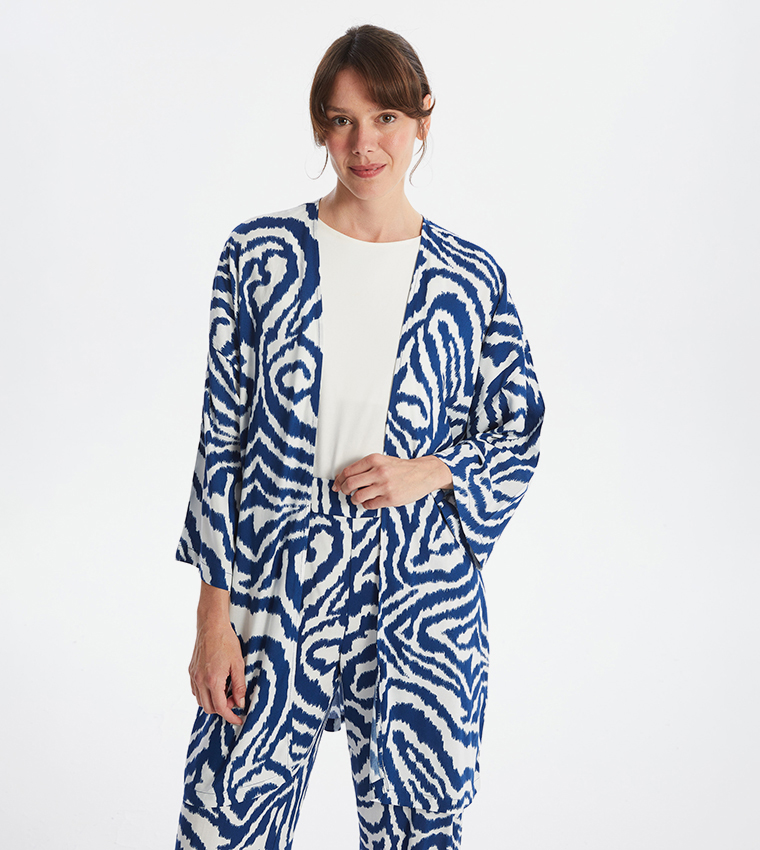 Patterned Shawl Collar Oversized Kimono