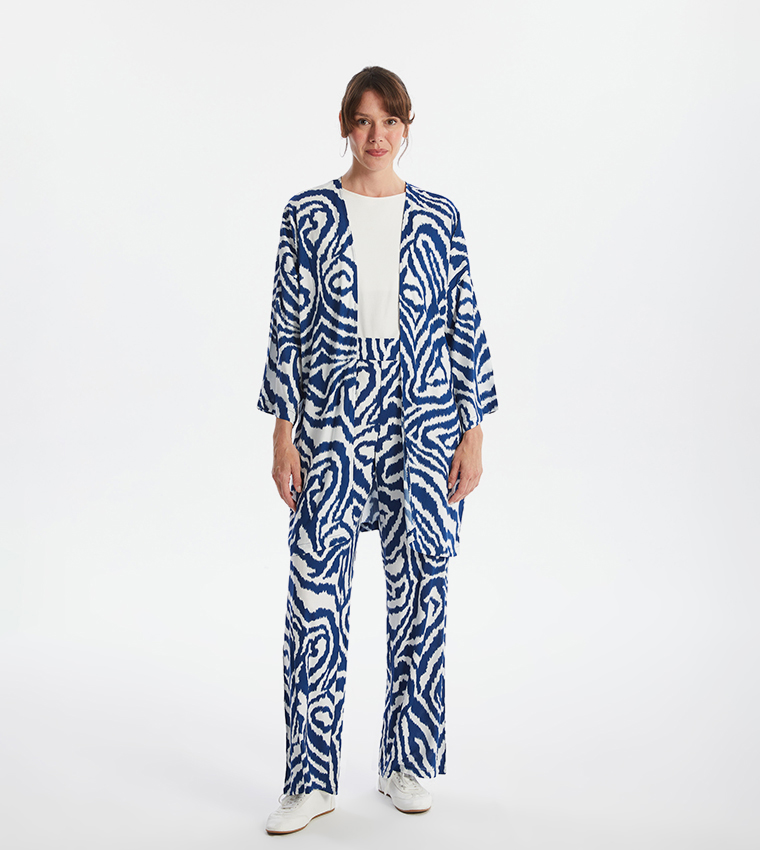 Patterned Shawl Collar Oversized Kimono