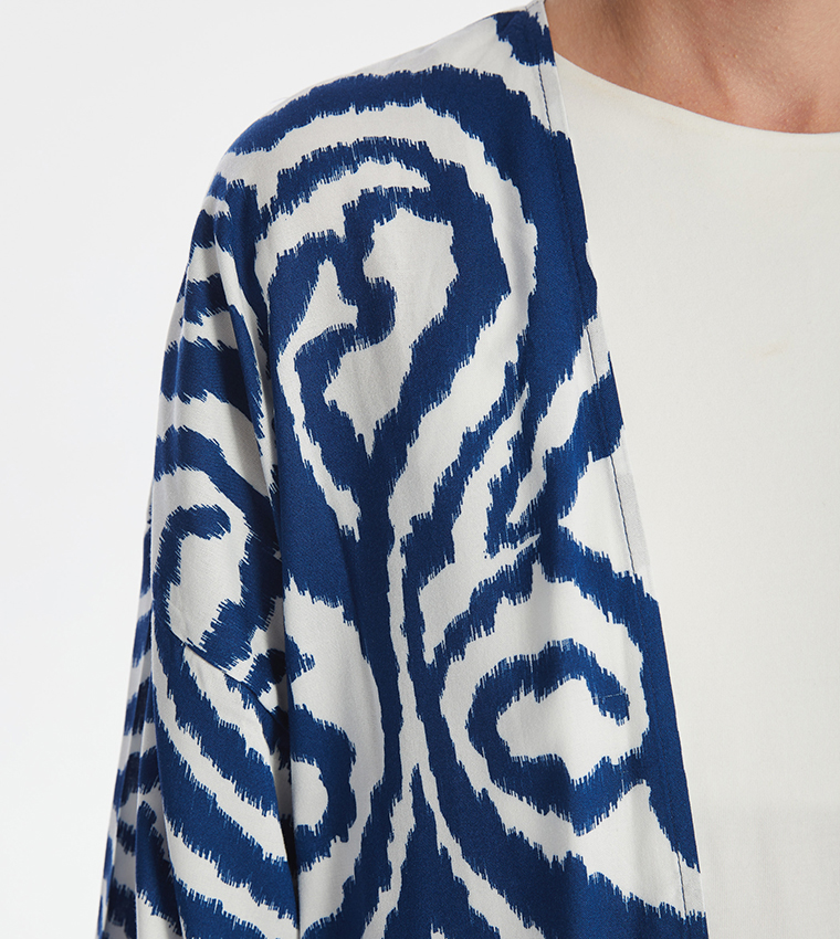 Patterned Shawl Collar Oversized Kimono