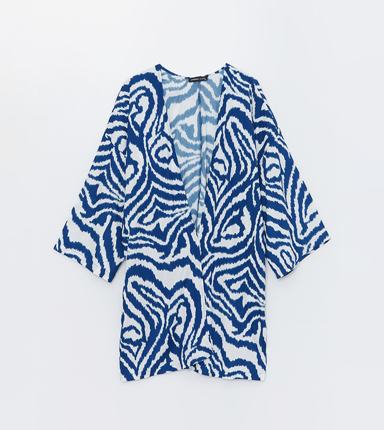 Patterned Shawl Collar Oversized Kimono