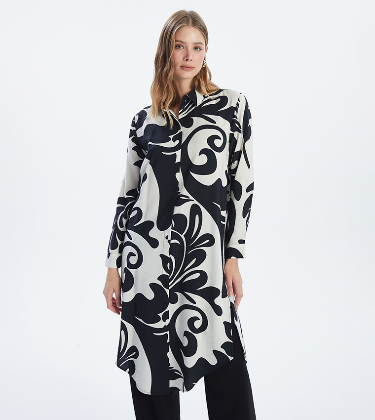 Printed Long Sleeves Tunic Shirt