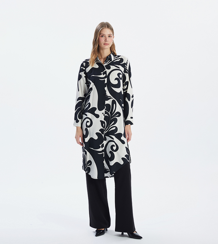 Printed Long Sleeves Tunic Shirt