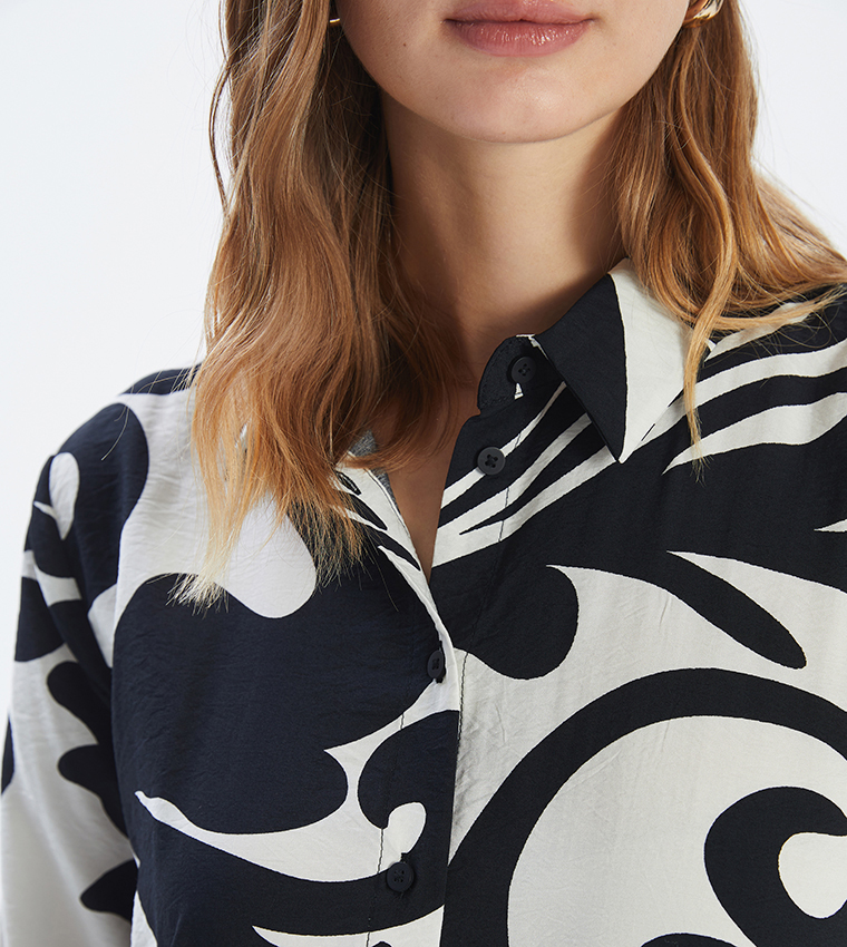 Printed Long Sleeves Tunic Shirt