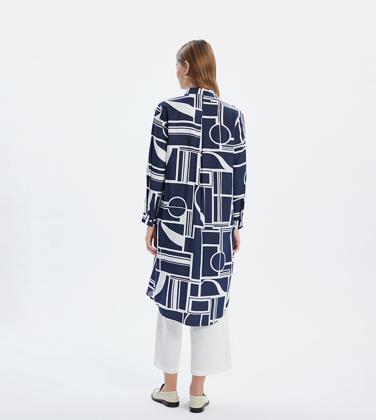 Patterned Long Sleeves Tunic Shirt