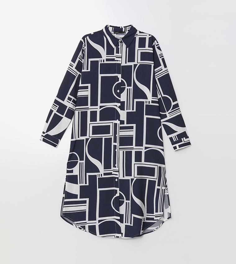 Patterned Long Sleeves Tunic Shirt