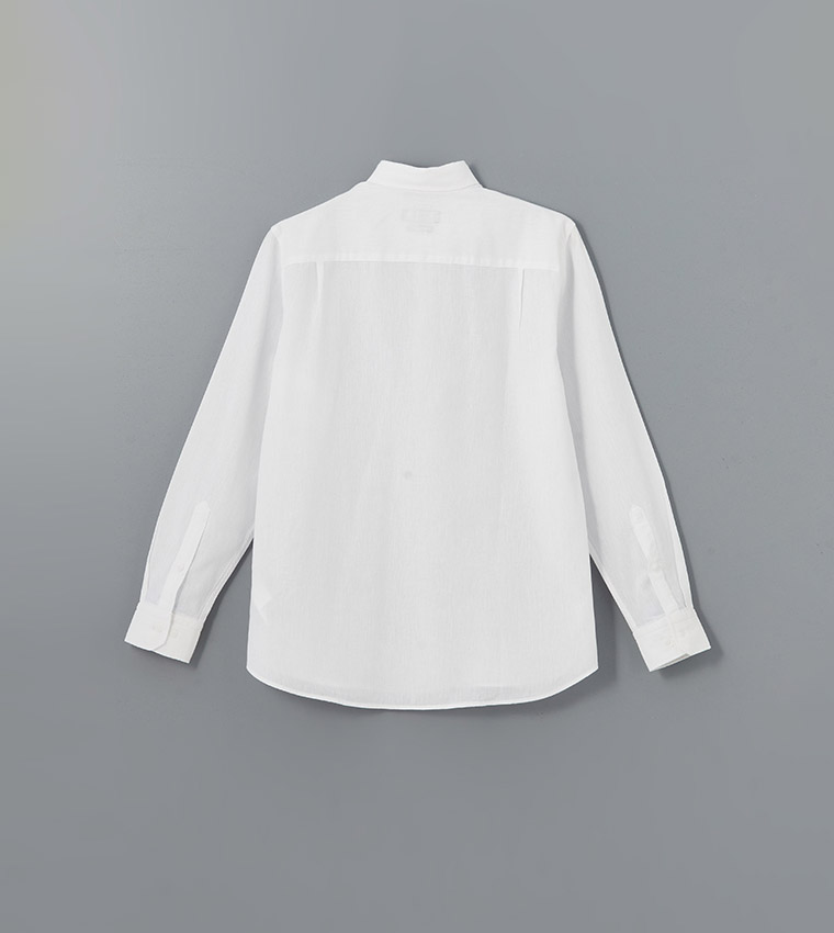Solid Button-Down Collar Linen Shirt
