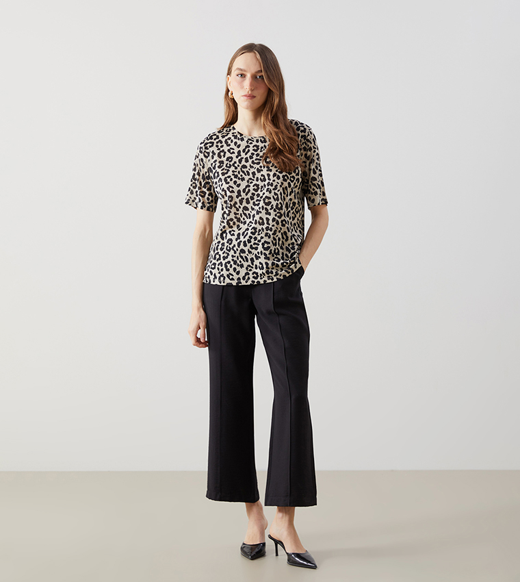 Animal Printed Short Sleeves T-Shirt