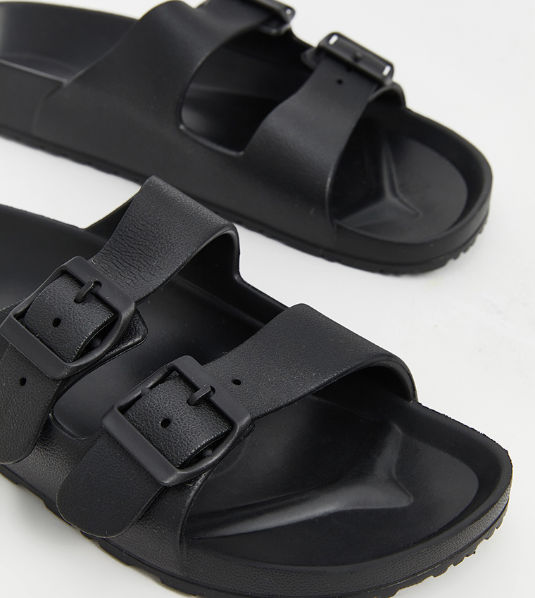 Textured Double Banded Comfort Sandals