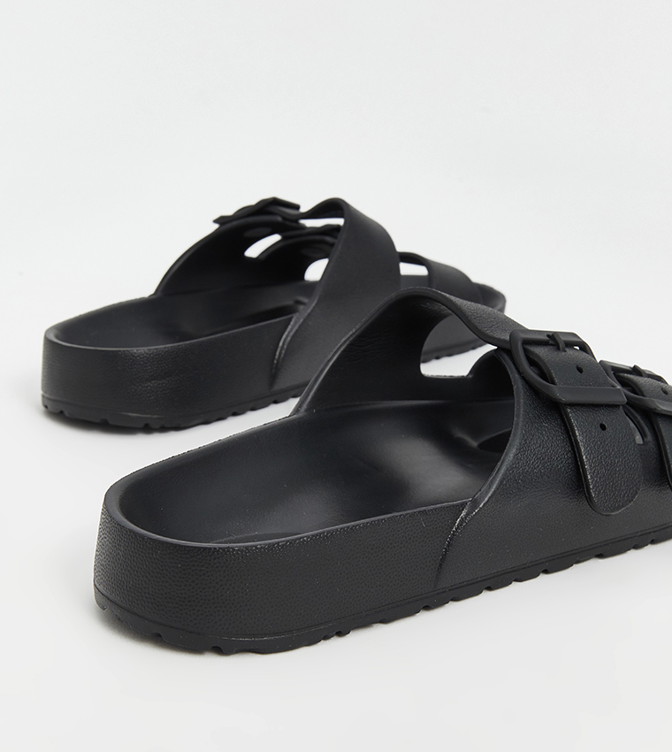 Textured Double Banded Comfort Sandals