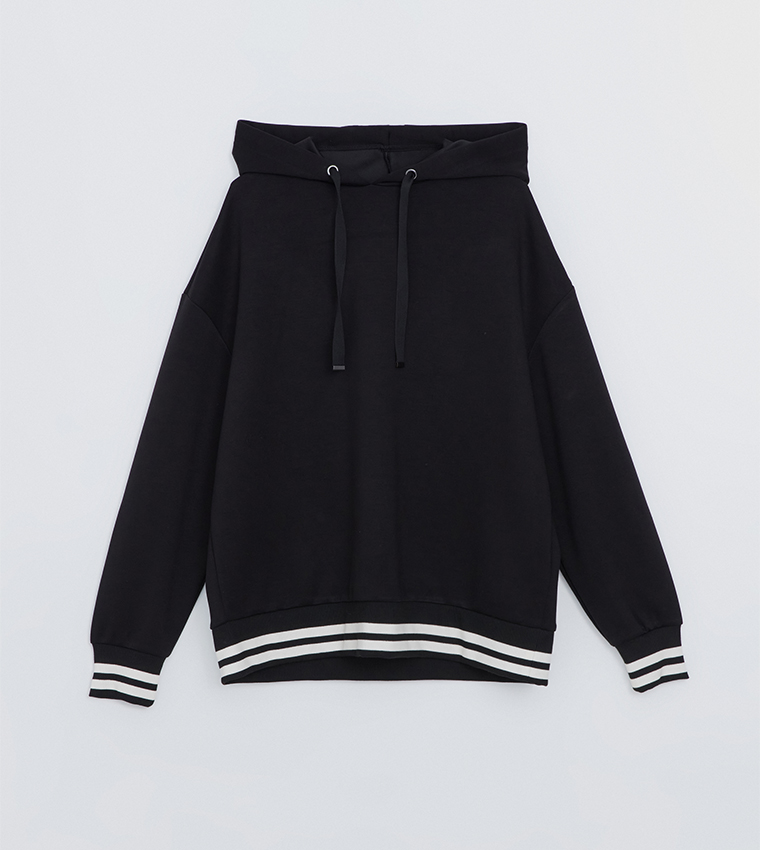 Contrast Trim Long Sleeves Hoodie