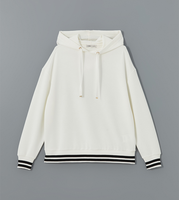 Contrast Trim Long Sleeves Hoodie