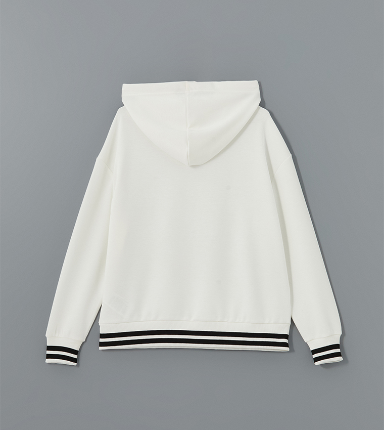 Contrast Trim Long Sleeves Hoodie