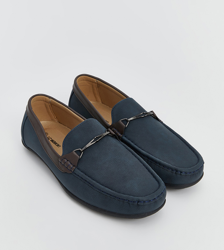 Faux Suede Metal Accent Loafers