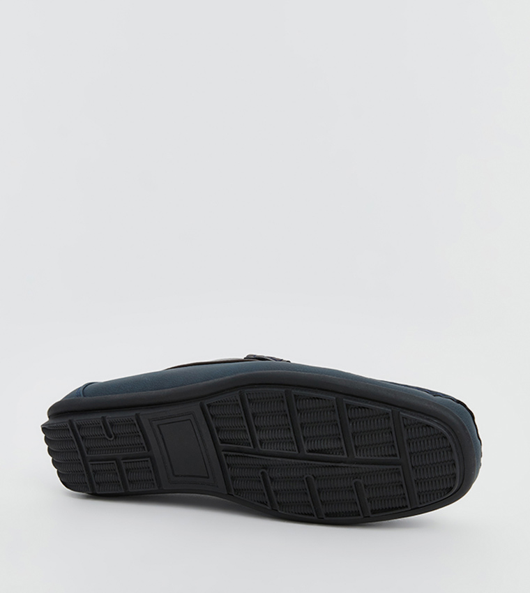 Faux Suede Metal Accent Loafers