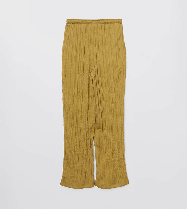 Textured Elastic Waist Pants