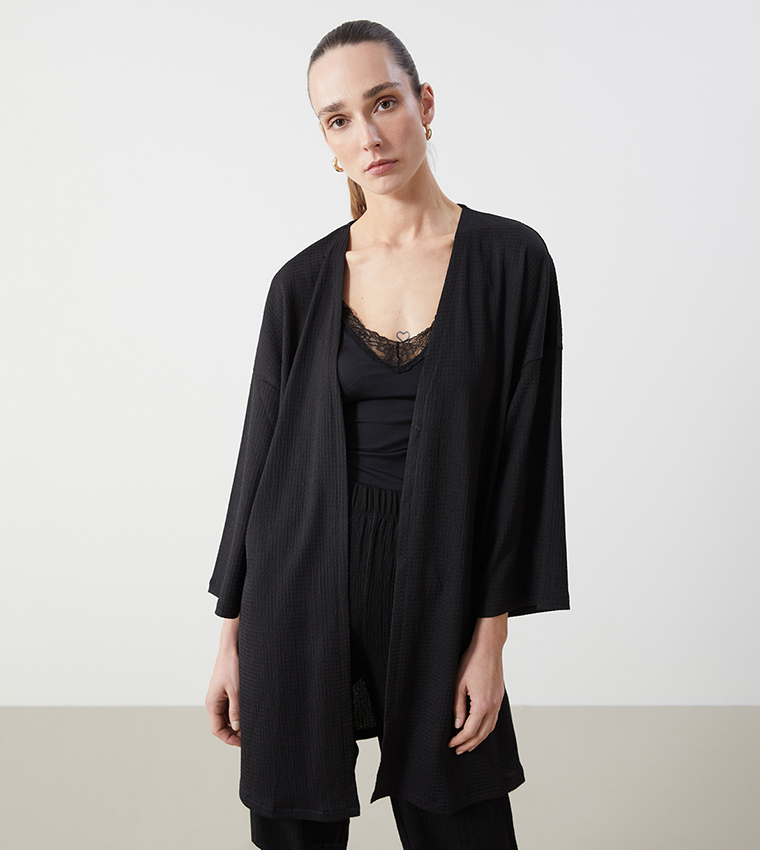 Textured Long Sleeves Kimono