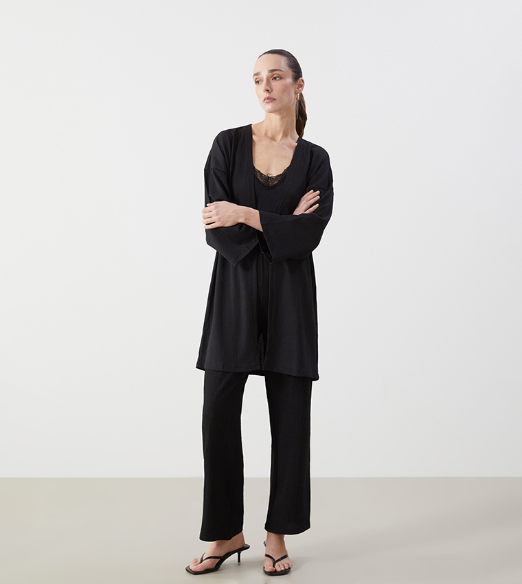 Textured Long Sleeves Kimono