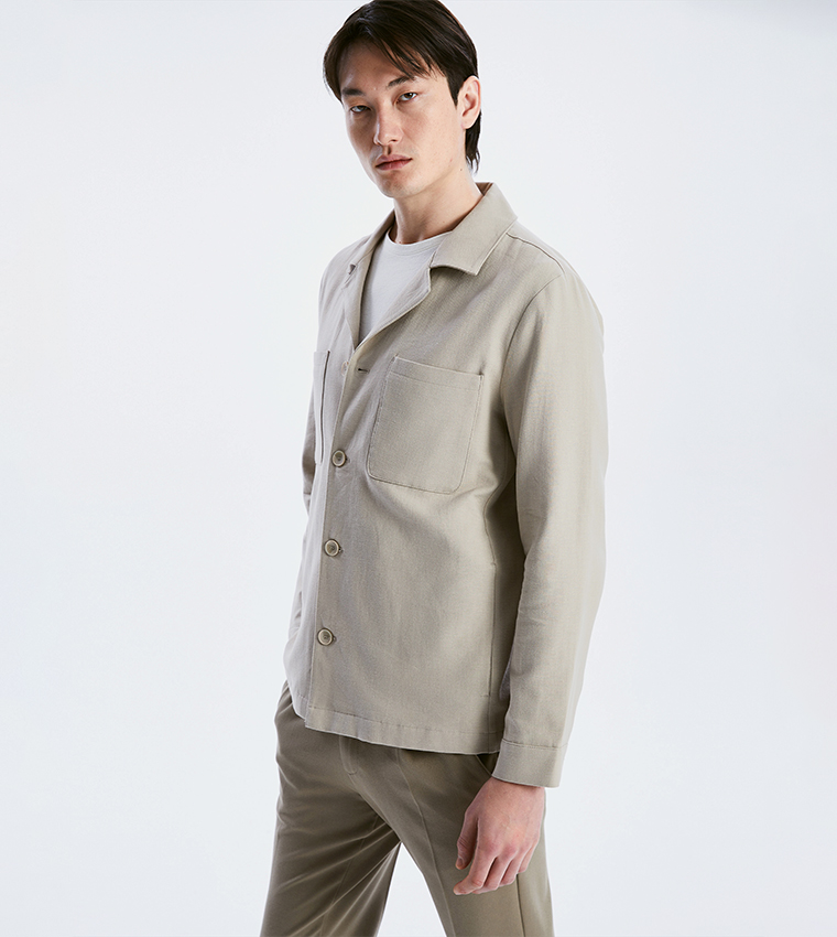 Pocket Detail Long Sleeves Shacket