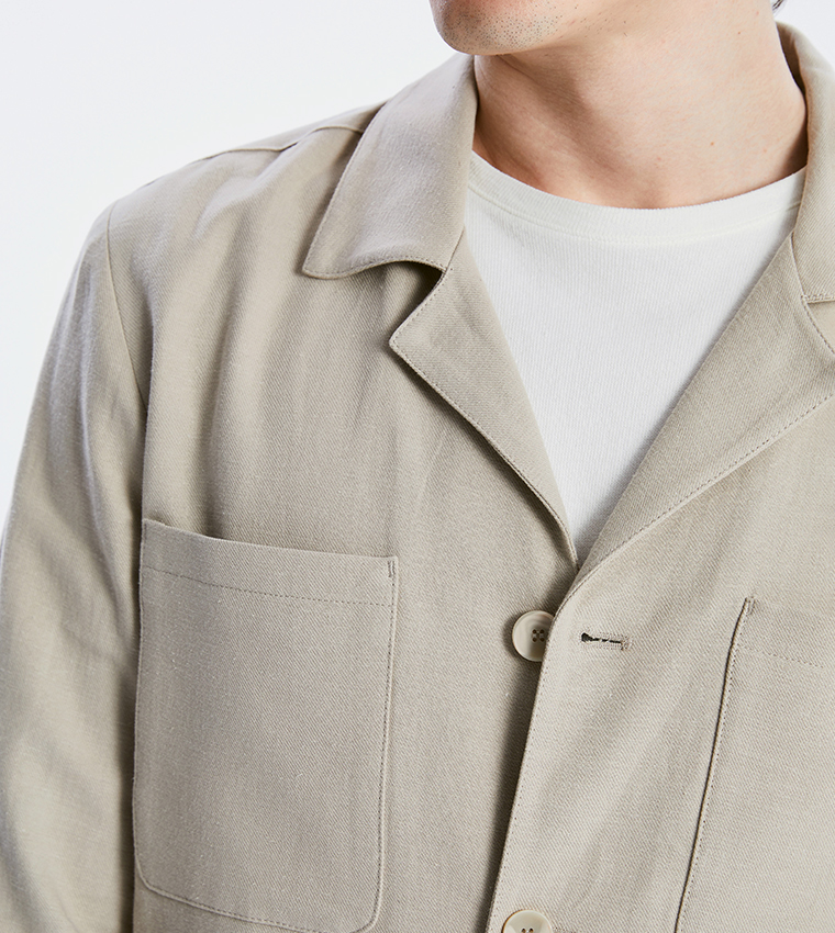 Pocket Detail Long Sleeves Shacket