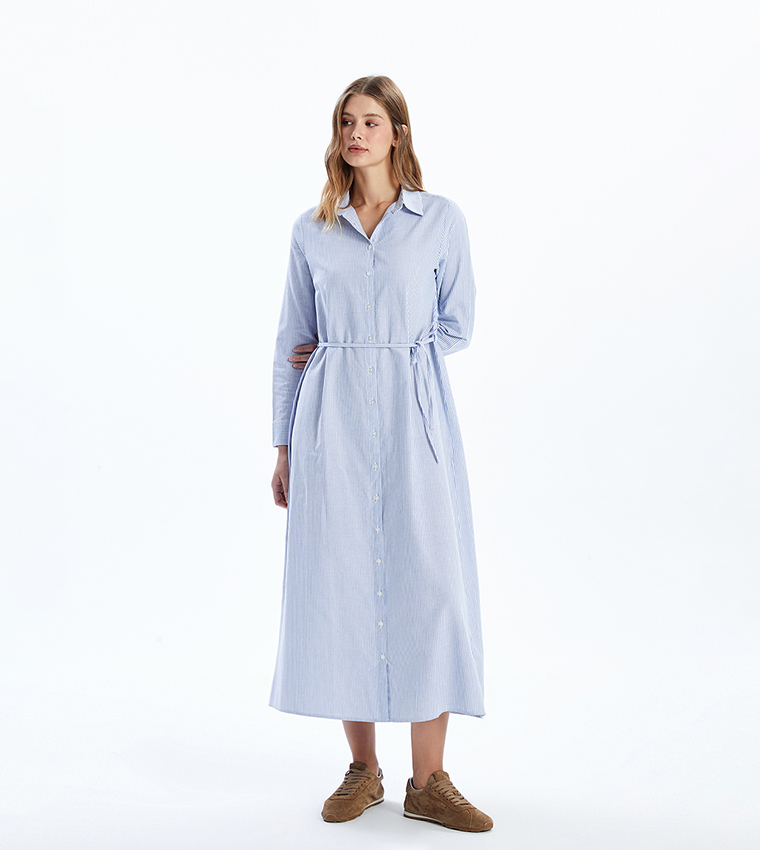 Striped Long Sleeves Shirt Dress