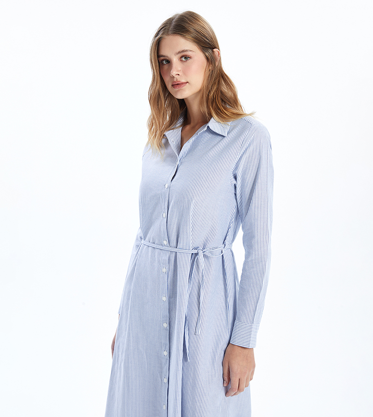 Striped Long Sleeves Shirt Dress