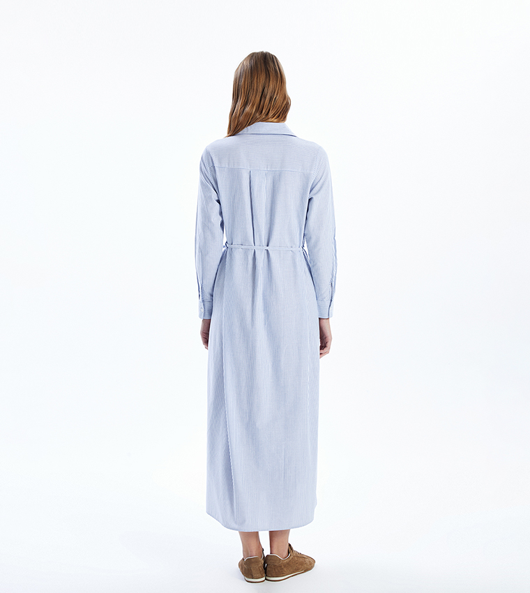 Striped Long Sleeves Shirt Dress