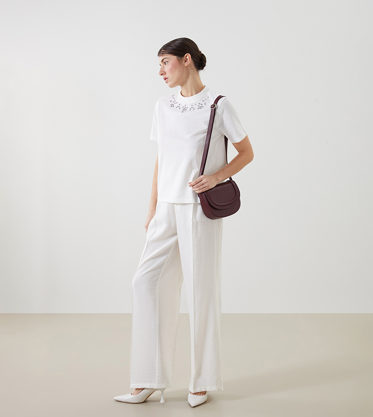 Solid Flap Crossbody Bag