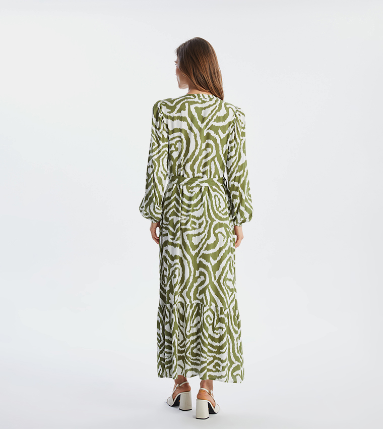 Patterned Long Sleeves Maxi Dress