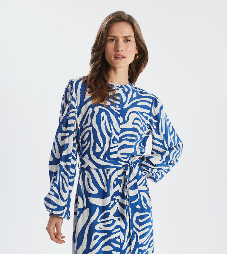 Patterned Long Sleeves Maxi Dress