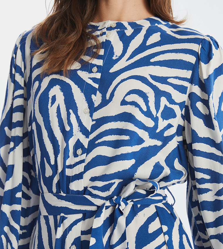 Patterned Long Sleeves Maxi Dress