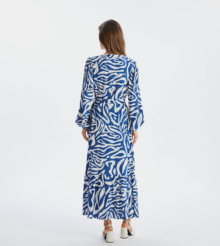 Patterned Long Sleeves Maxi Dress
