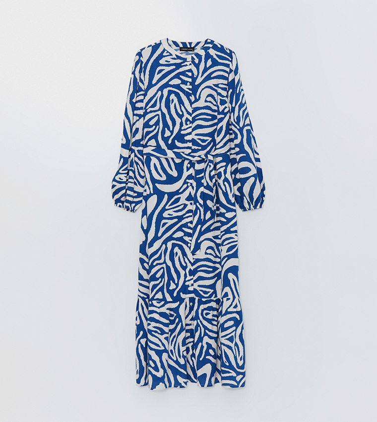 Patterned Long Sleeves Midaxi Dress