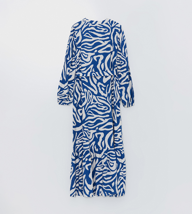 Patterned Long Sleeves Midaxi Dress