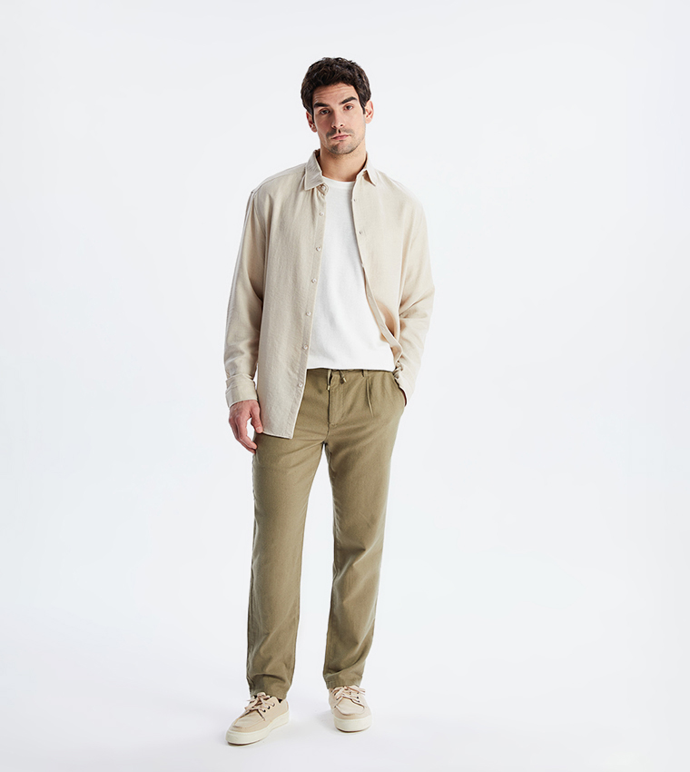 Linen Blended Slim Fit Trousers