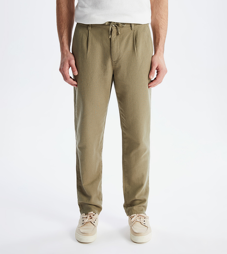 Linen Blended Slim Fit Trousers