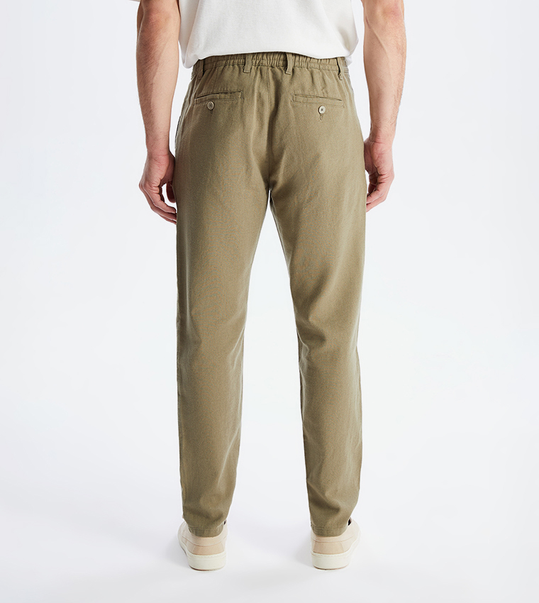 Linen Blended Slim Fit Trousers