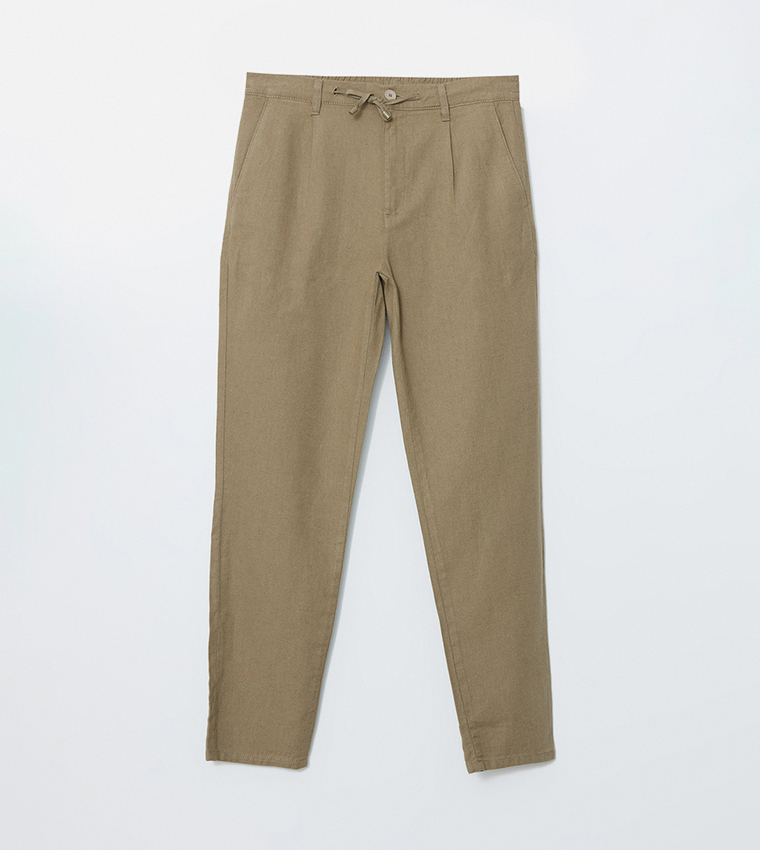 Linen Blended Slim Fit Trousers